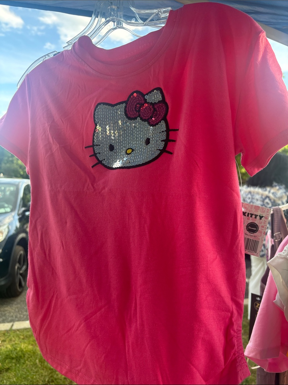 Hello Kitty Hot Pink Tee with Sequin Face Patch
